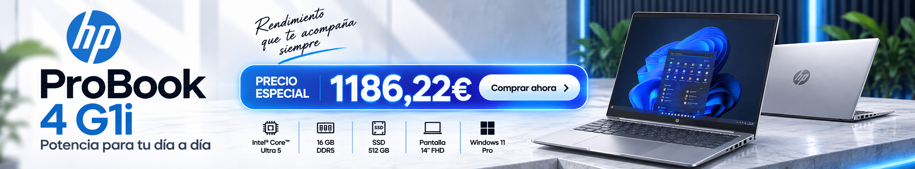 HP ProBook 4 G1i con Intel Core Ultra 5, 16 GB de RAM y SSD de 512 GB